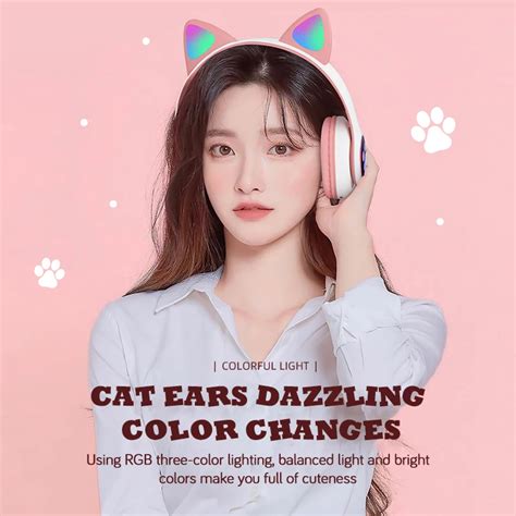 Cute LED Cat Ears Bluetooth Wireless Headphones with Microphone | Unilovers