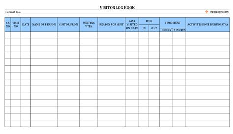 Visitor log book