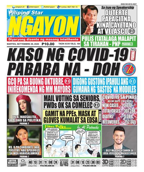 Get digital access to Pilipino Star Ngayon - September 29, 2020 issue | Magzter.com