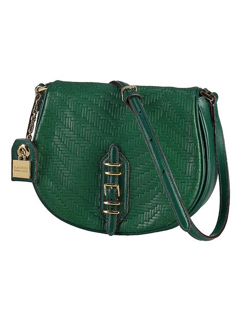 Lauren By Ralph Lauren Woven Leather Crossbody Bag in Green (EMERALD ...