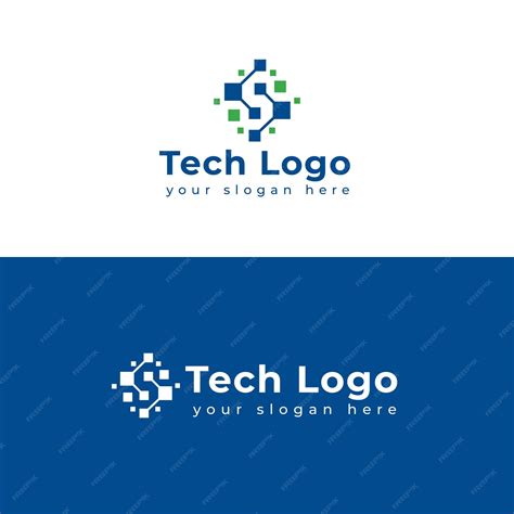 Premium Vector | A blue and white logo for tech company