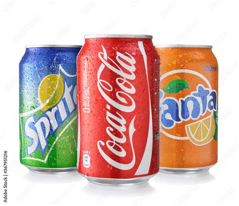 Coca-Cola, Fanta and Sprite Cans Isolated On White. foto de Stock ...