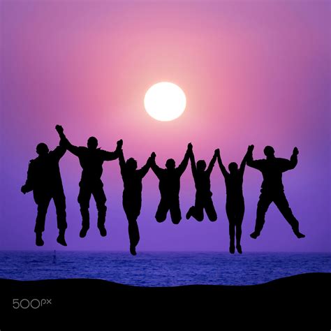 Group of friends jumping against sunset | Friends group photo, Group of ...