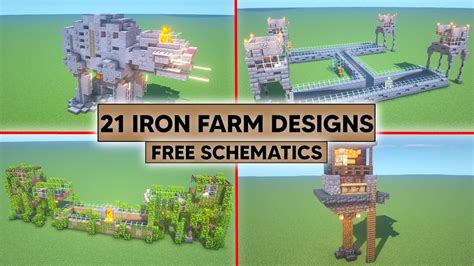 21 Minecraft Iron Farm Designs - No Need to Build it, I GIVE It to you! Paste it into your World ...