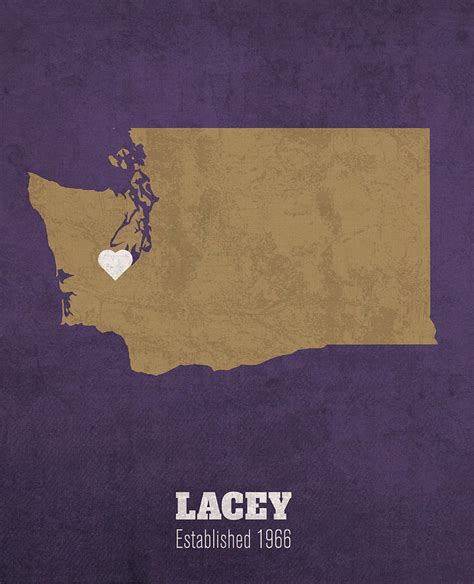 Lacey Washington City Map Founded 1966 University of Washington Color Palette Mixed Media by ...