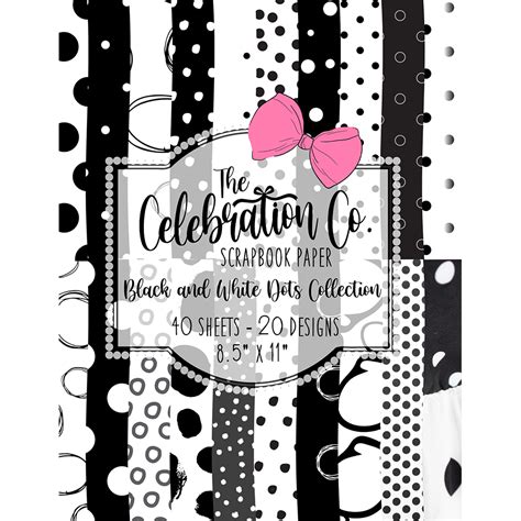 Black & White Polka Dots - Craft Paper Package with 20 Designs – The Celebration Co.