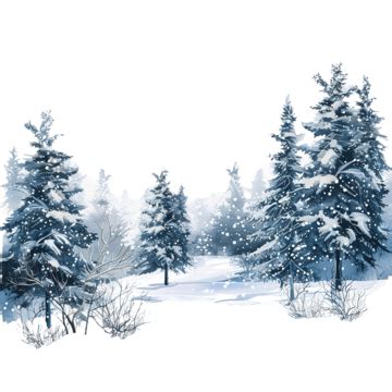 Winter Snowy Night Forest Landscape With Spruce Or Fir Trees, Winter, Christmas, Snowy PNG ...