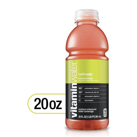 vitaminwater refresh electrolyte enhanced water w/ vitamins, tropical mango drink, 20 fl oz ...