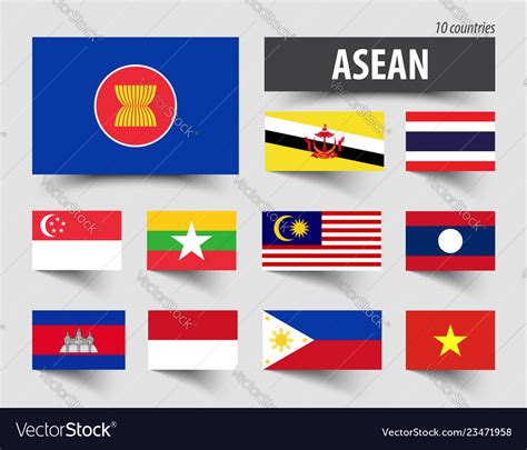 Flag of asean association southeast asian Vector Image