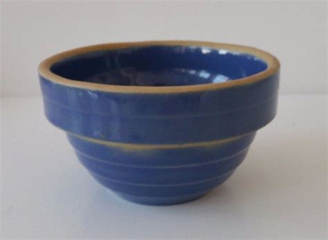 Small blue Stoneware bowl 5 " wide 3 " tall. Marked USA | Stoneware ...