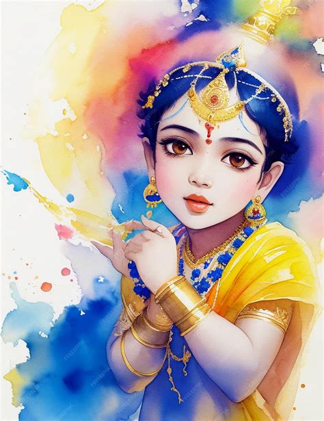 Premium AI Image | Hand painted watercolor krishna janmashtami holiday background illustration