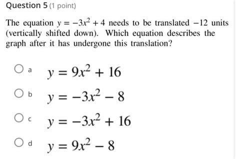 Solved Question 4 (1 point) What are the vertex and the axis | Chegg.com