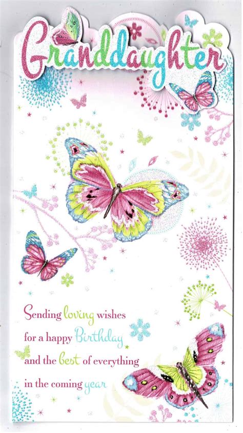 Granddaughter Birthday Card 'Granddaughter Sending Loving Wishes For A Happy Birthday' - With ...