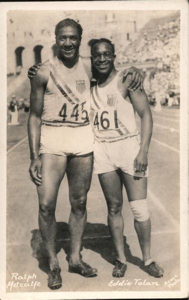 1932 Ralph Metcalfe and Eddie Tolan Olympics Acme Photo Postcard