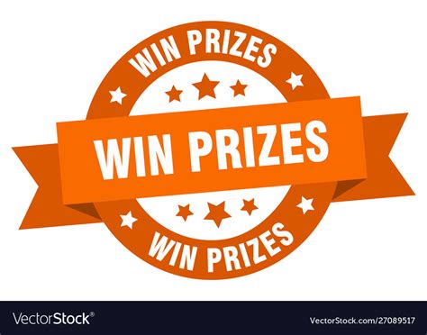 Win prizes ribbon prizes round orange sign Vector Image