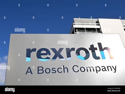 23 February 2022, Baden-Wuerttemberg, Stuttgart: The Bosch Rexroth logo. The Bosch subsidiary ...