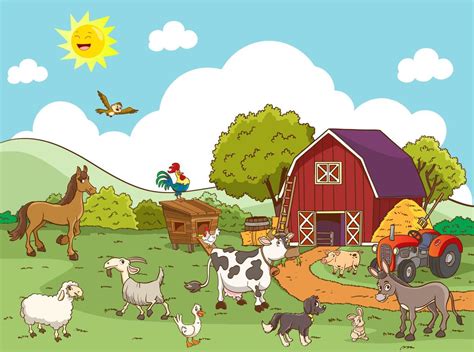 Cartoon farm animals in the farming background 12715944 Vector Art at Vecteezy