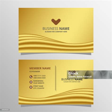 Template Kartu Nama Gelombang Emas Modern Ilustrasi Stok - Unduh Gambar Sekarang - Bentuk ...