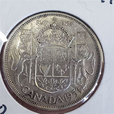 1953 CANADIAN COINS SILVER 50c, 25c PLUS CHROME NICKEL FIRST QUEEN ...