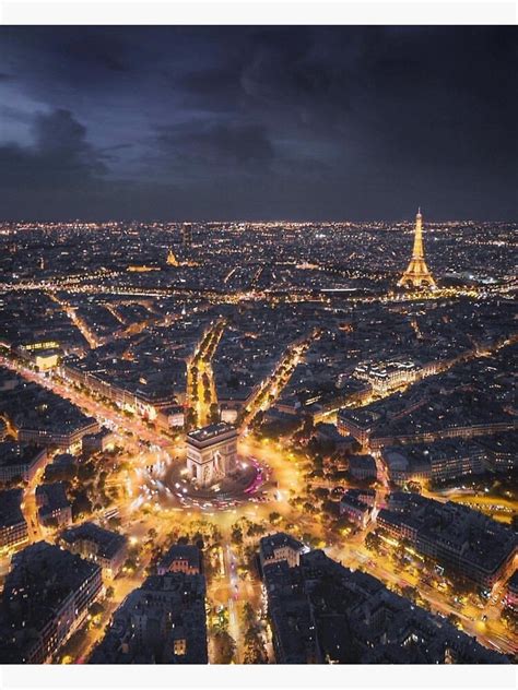 "Paris at night city lights Eiffel Tower and arc de triomphe" Canvas ...