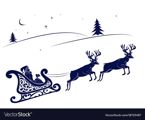 Santa claus and deer flying Royalty Free Vector Image