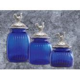 Canisters 3-Piece Set with Rooster Lid in Cobalt Blue | Cobalt blue ...