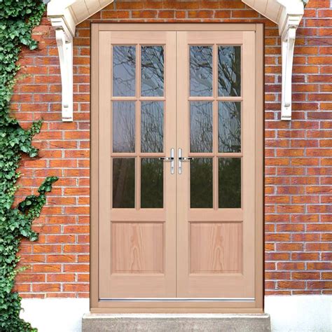 EXTERIOR Hemlock GTP 2 Panel Door Pair - Fit Your Own Glass