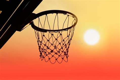 Basketball Hoop Outdoor in the Sunset Silhouette Stock Photo - Image of ...