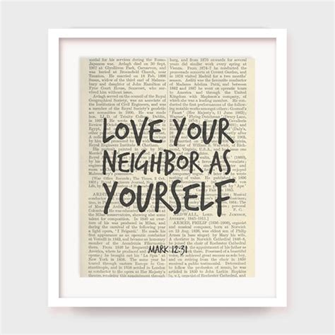 Instant Download Bible Verse, Love Your Neighbor as Yourself, Mark 12:31, Church Art Decor ...