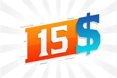 15 Dollar currency vector text symbol. 15 USD United States Dollar ...