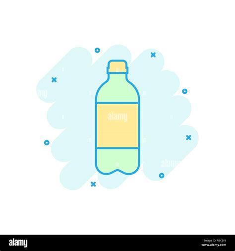 Water bottle icon in comic style. Plastic soda bottle vector cartoon ...