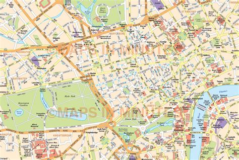 Digital vector map of London in illustrator editable format. Royalty free.