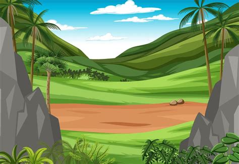 Scene with green hills and blue sky 6592747 Vector Art at Vecteezy