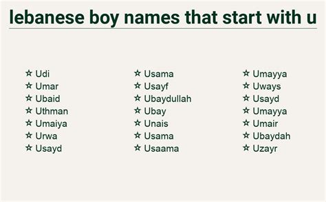 Lebanese Boy Names That Start With U - For Unique and Meaningful Choices