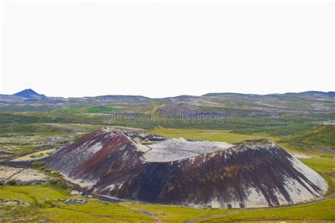 Grabrok Volcanic Crater Inactive Volcano with Green Moss in Iceland Stock Photo - Image of ...