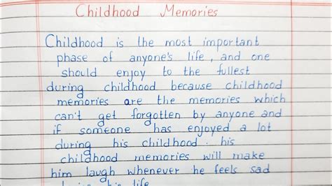 Write a short essay on Childhood Memories | Essay Writing | English - YouTube