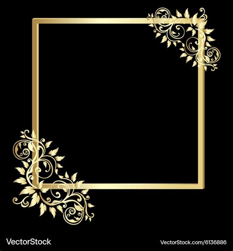 Vintage gold frame on black background Royalty Free Vector