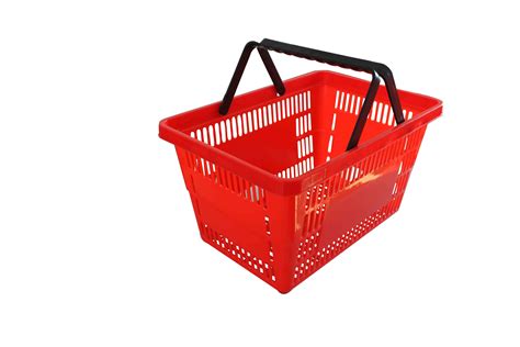 Supermarket Retail Plastic Shopping Basket Red / Hand Held Shopping Baskets