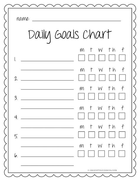 Daily Goals Chart | Goal charts, Daily goals, Daily routine chart