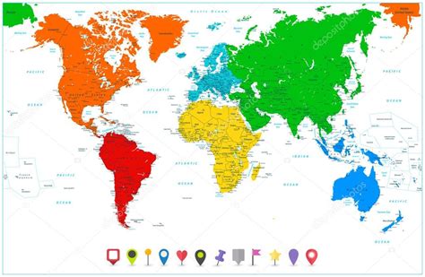 Carte du monde avec les continents - Voyages - Cartes