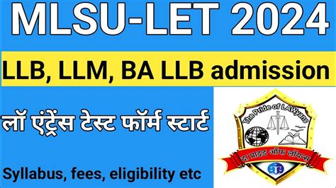 MLSU LLB, LLM, BA LLB admission 2024 | Mohanlal Sukhadia University ...