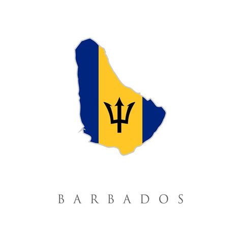 Flag Map of Barbados. Barbados Flag Map with the national flag isolated on white background ...