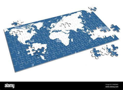 3D illustration. World map puzzle isolated on white background Stock ...