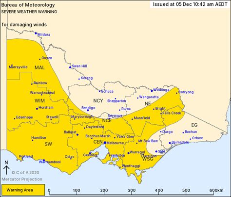 VIC Severe Weather Warning: Damaging Winds - ewn.com.au Alert