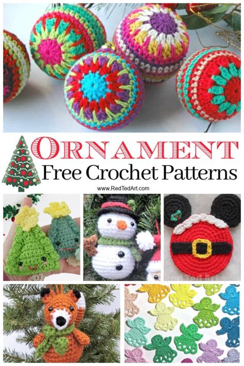 Free Crochet Christmas Ornaments - Red Ted Art - Kids Crafts