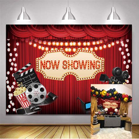 Buy BINQOO 7x5ft Movie Night Backdrop for Birthday Party Movie Theme ...