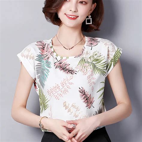 2018 Women Summer Tops Chiffon Blouses And Shirts Ladies Floral Print Blouse Short Sleeve Plus ...