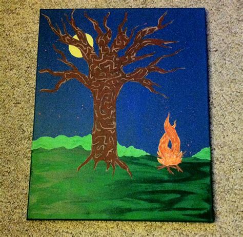 Here is a tree and fire I painted. : r/acrylicpainting