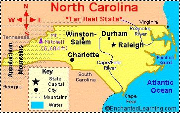 Printable Map of NC Cities | North Carolina: Facts, Map and State ...