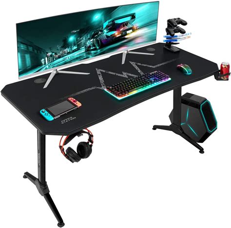 Walnew 55 Inches Y-shaped Metal Frame Computer Gaming Desk with Cup Holder and Headphone Hook ...